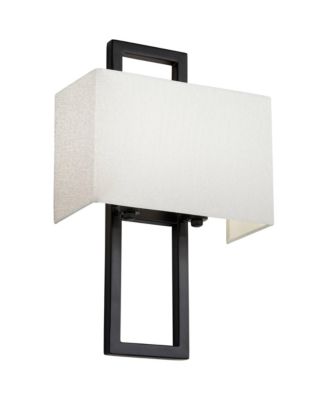 Modena Modern Wall Light Sconces Set of 2 Hardwire 9 1/2" Fixture Silvery Faux Silk Shade for Bedroom Reading Living Room