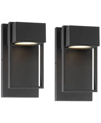 Pavel Modern Outdoor Wall Light Fixtures Set of 2 Metal LED Downlight 9 1/2" for Post Exterior Barn
