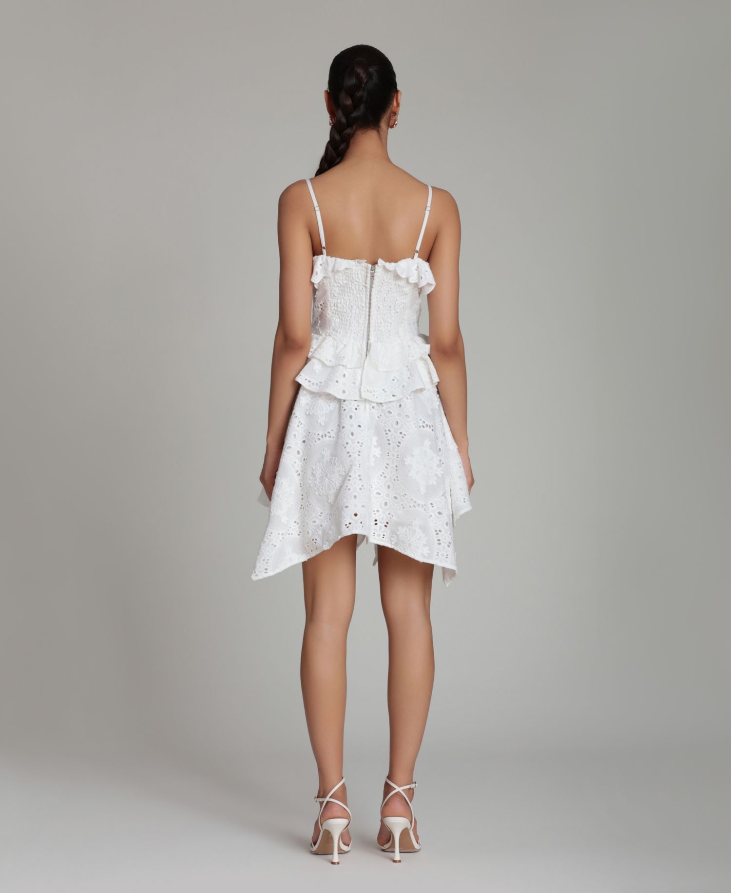 Women's Sweetheart Straps Ruffle Handkerchief Hem Mini Dress