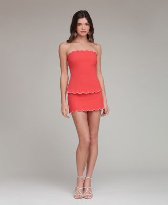 Women's Strapless Scalloped Hem Top