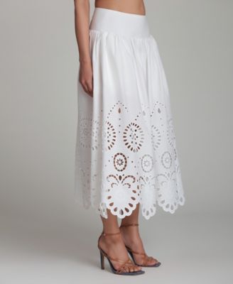 Women's Cutwork Detail A-Line Midi Skirt