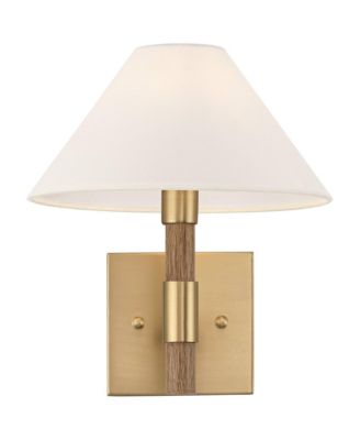 Possini Euro Conrad 11"H Brushed Champagne and Faux Wood Wall Sconce