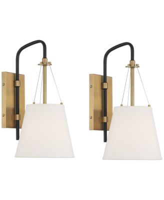 Crysta 16 3/4" High Modern Wall Sconce Light Lamp Fixture Mount Set of 2 Bedroom Hardwired Warm Brass