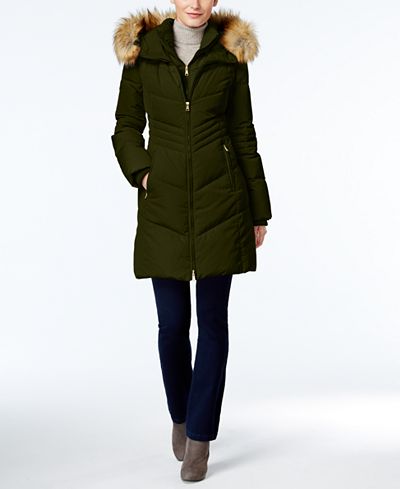 Jones New York Faux-Fur-Trim Hooded Down Puffer Coat