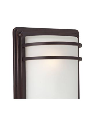 Habitat Modern Industrial Outdoor Wall Light Fixtures Set of 2 Rubbed Bronze 16" Opal Glass for Post Exterior Barn Deck