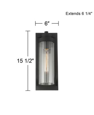 Bogota Modern Outdoor Wall Light Fixtures Set of 2 Textured 15 1/2" Clear Ribbed Glass for Post Exterior Barn