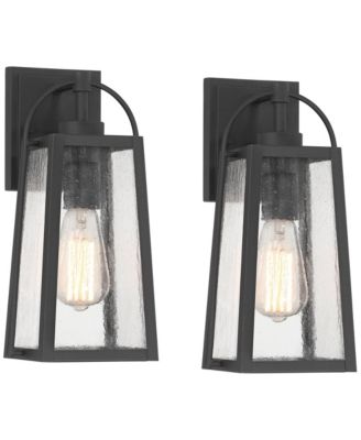 Woodley 13" High Modern Outdoor Wall Light Fixture Mount Porch House Set of 2  Aluminum Glass Shade