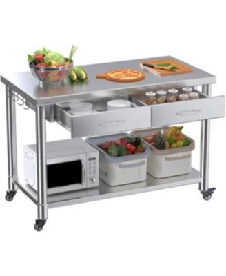 Stainless Steel Work Table with Drawers, Prep Table for Commercial Kitchen