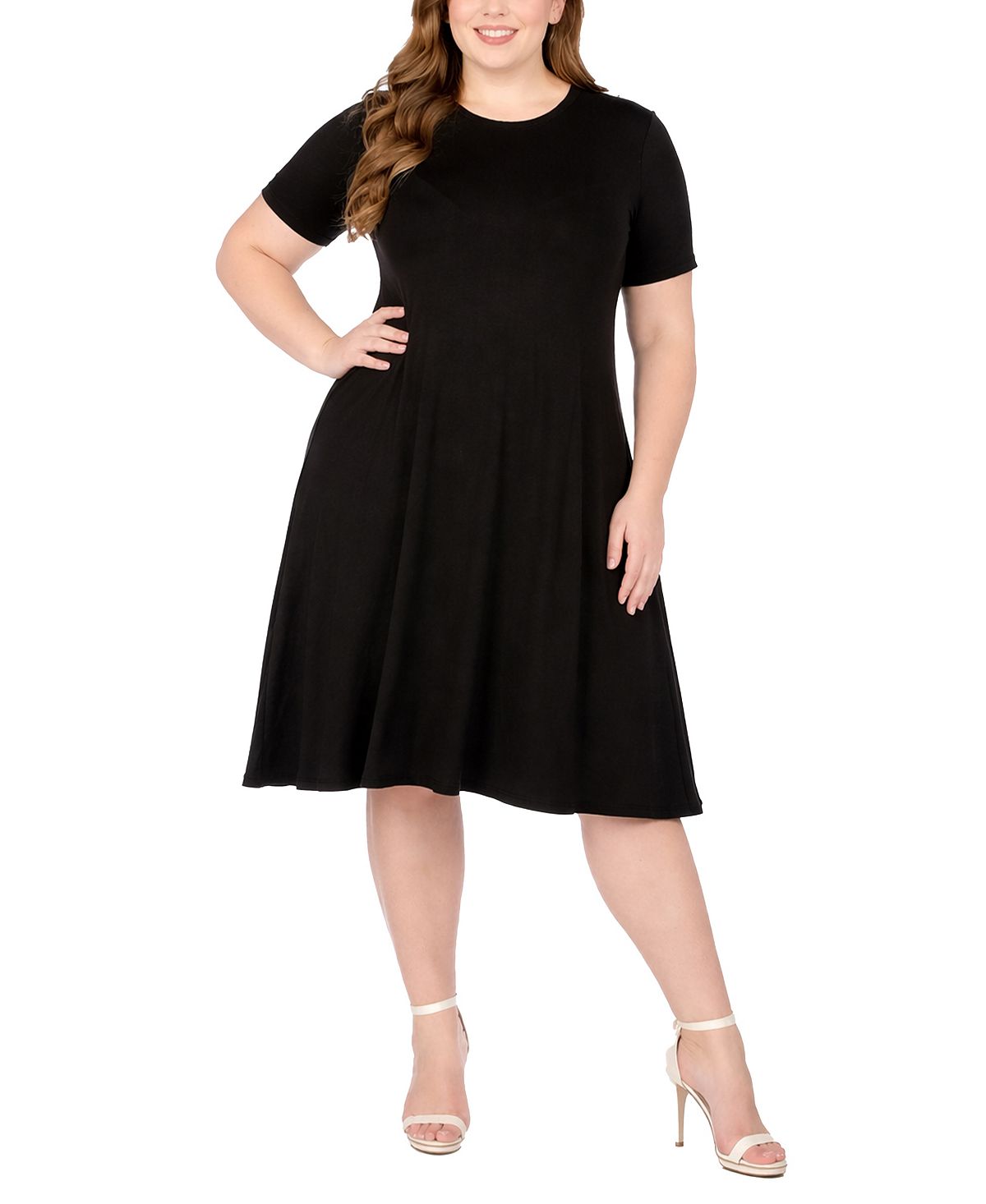 White Mark Plus Size Tee Swing Midi Dress view 2 — MAYCSS fashion products