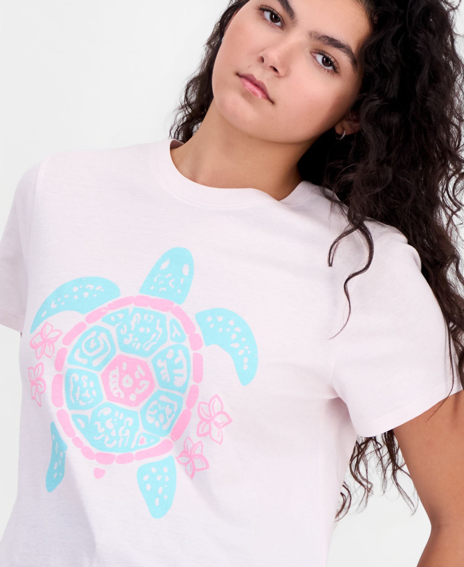 Juniors' Turtle-Graphic Cotton T-Shirt