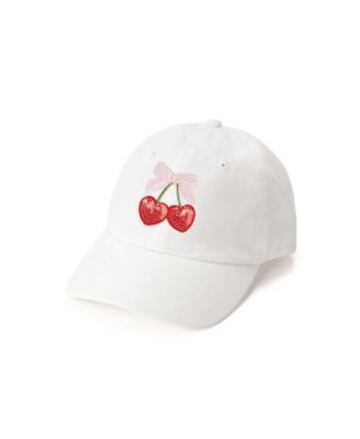 Girls Cherry Sequin Patch Baseball Hat