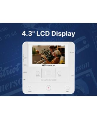 EMT-1200 Media Recorder with LCD Screen to Record Videos, Music, and Photos from Phone to DVD, USB, or Memory Card - White