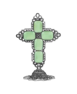 Pewter Green Octagon Cross Plaque