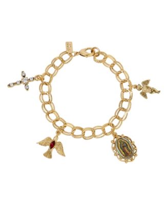 Gold Tone Our Lady Of Guadalupe Charm Bracelet