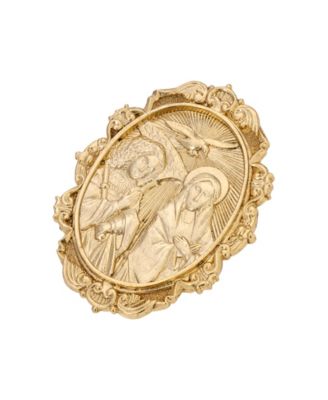 Gold Tone Father Son Holy Spirit Oval Pin