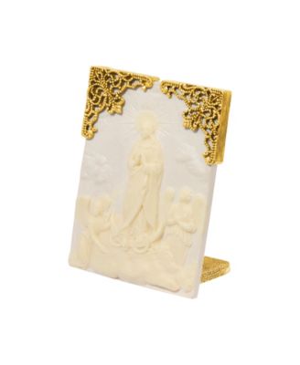 Symbols of Faith 14K Gold Dipped Beige White Mother Mary Plaque - Beige 55$