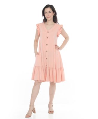 Women's Button-Front Tiered Swing Dress