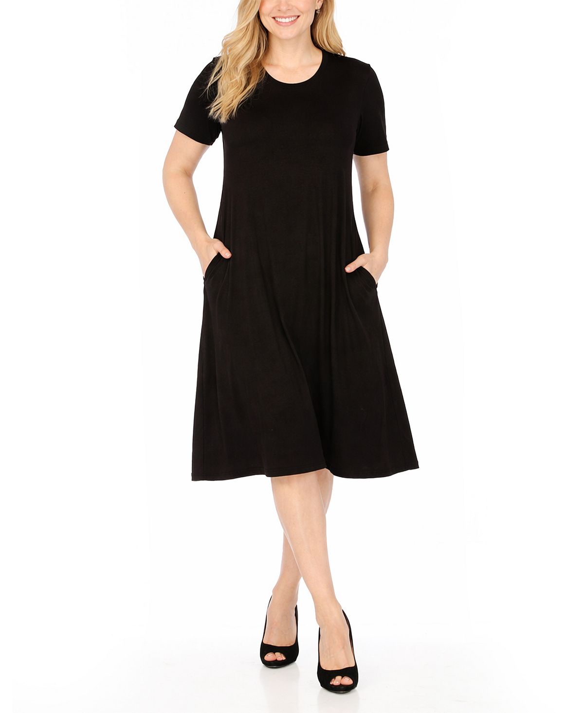 White Mark Women's Tee Swing Midi Dress view 2 — MAYCSS fashion products