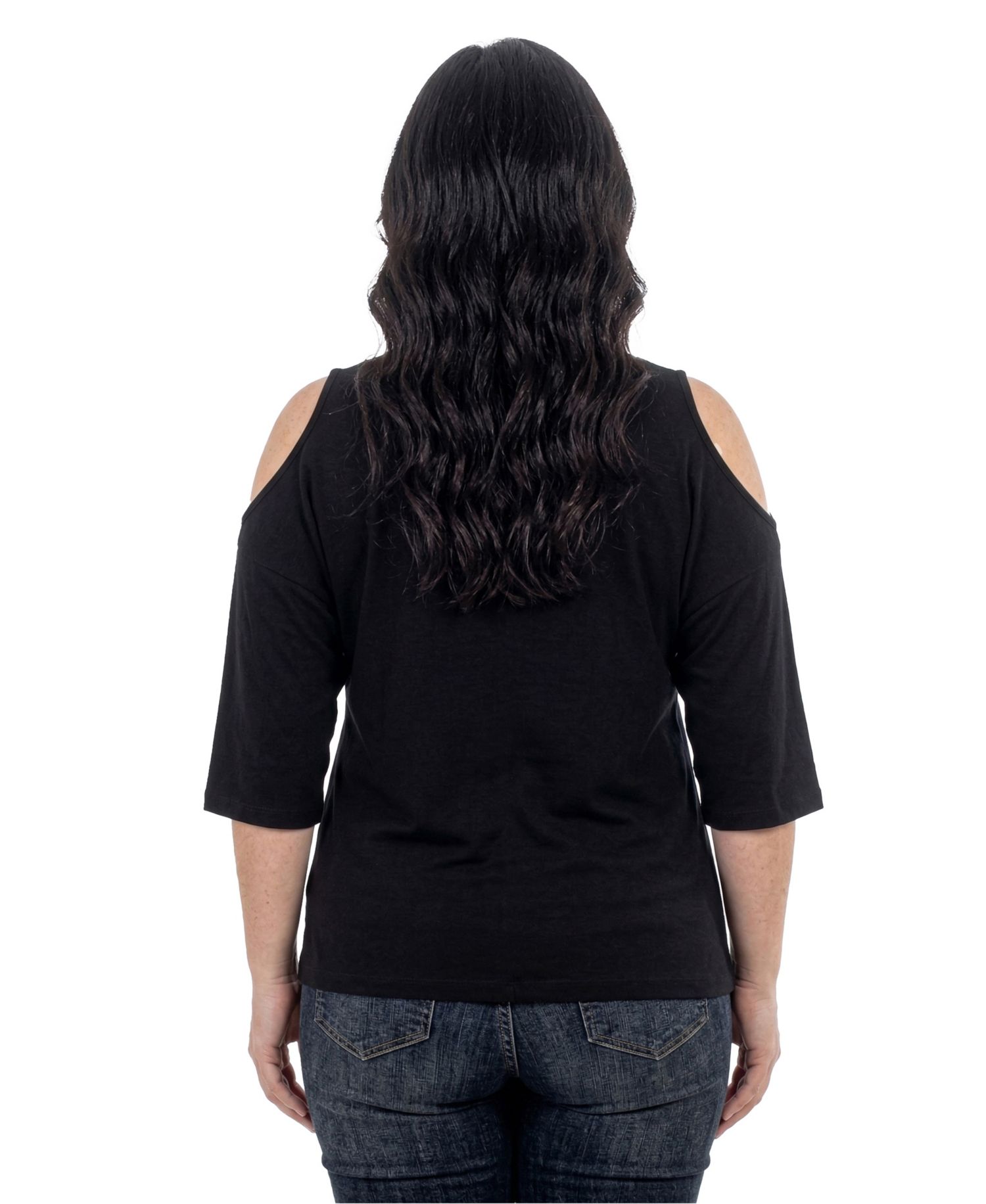 Plus Size Casual Cold Shoulder Pullover Top