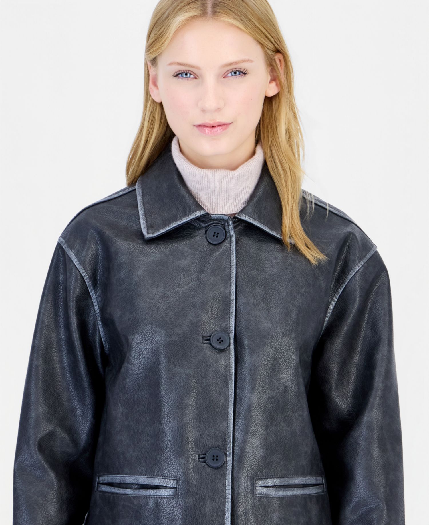 Women's Oversized Faux Leather Coat
