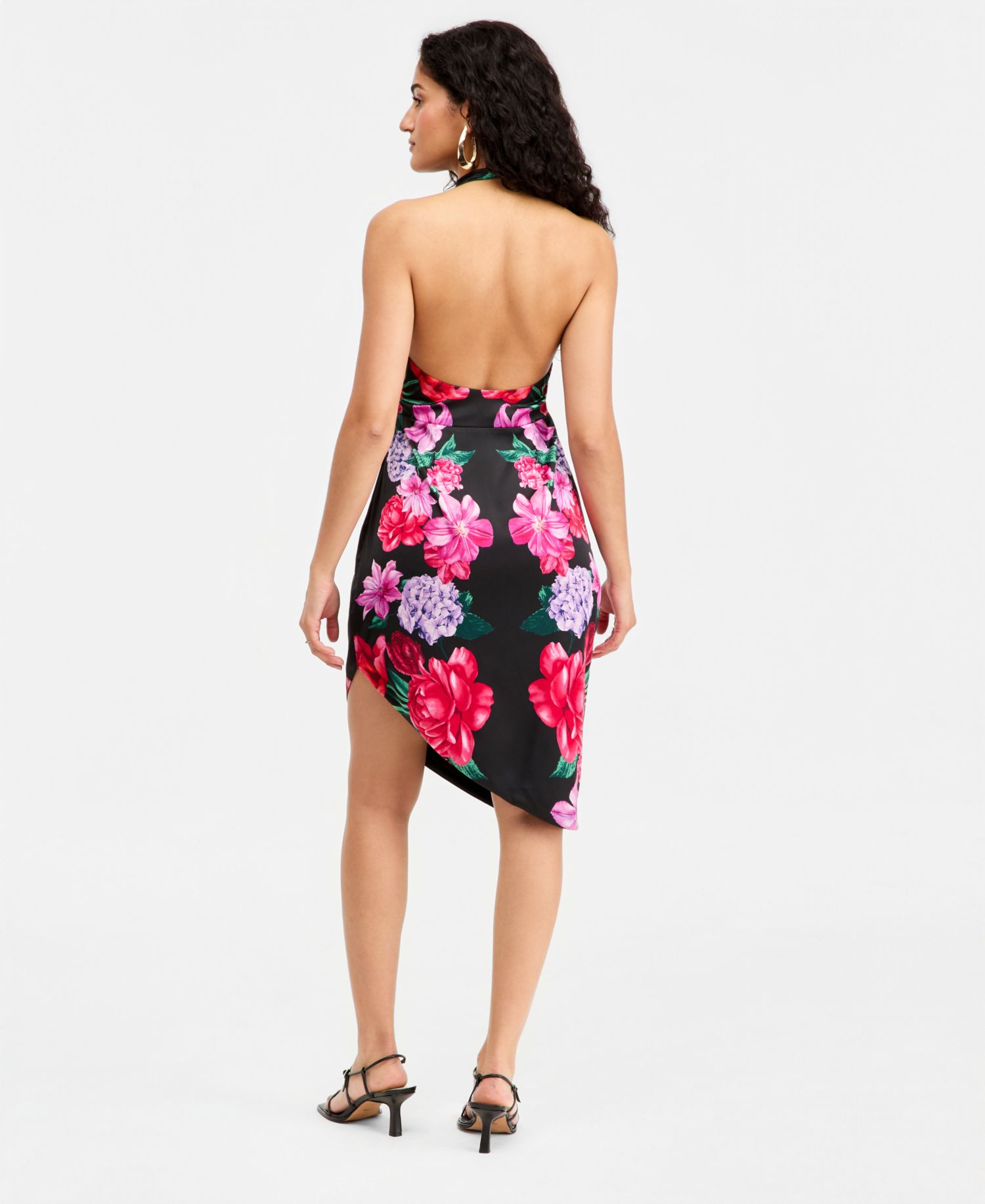 Women's Printed Halter Asymmetric Sheath Dress