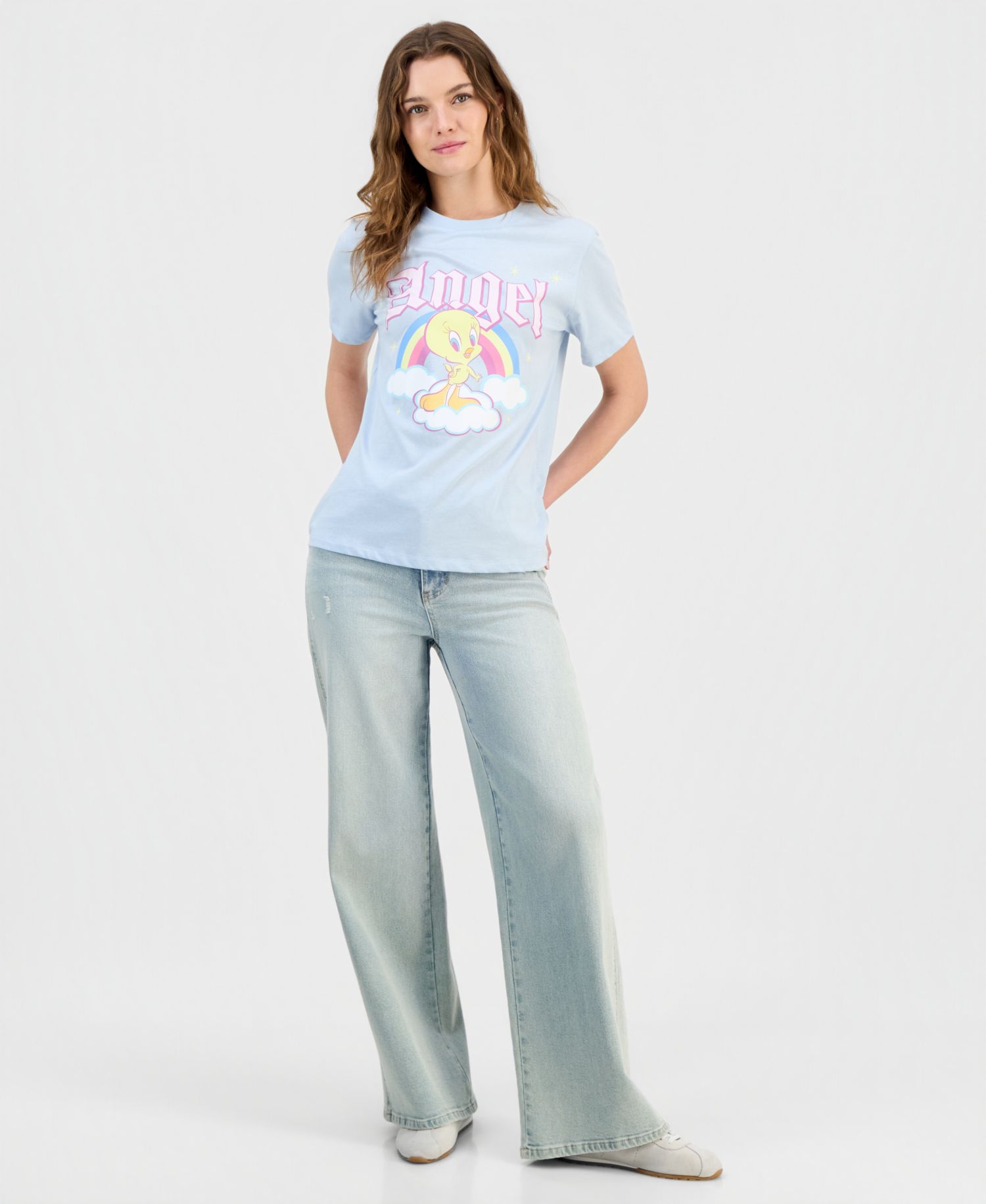 Juniors' Tweety Bird Angel Graphic-Print Tee