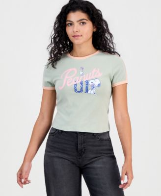 Juniors' Sporty Snoopy Ringer Tee
