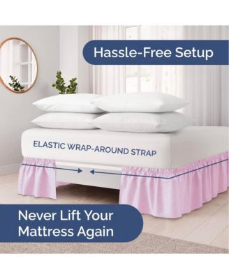 Ruffled Elastic Wrap Around Bedskirt 15 Inch Drop - King