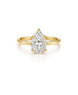 2 ct. Pear-Cut Moissanite VVS1 Ring in Gold Vermeil or Sterling Silver Isabella