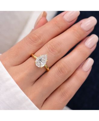 2 ct. Pear-Cut Moissanite VVS1 Ring in Gold Vermeil or Sterling Silver Isabella