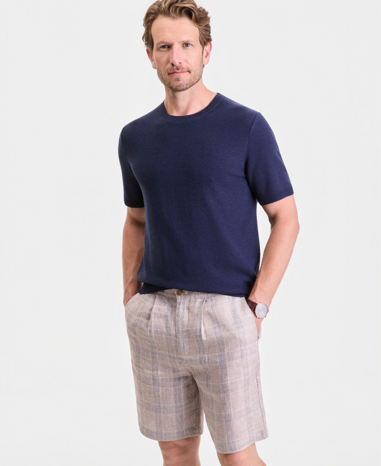 Men's Short-Sleeve Boucle Sweater T-Shirt