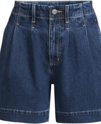Women's Soft Denim High Rise 7" Pleated Trouser Shorts