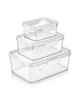 3-Pack Food Storage Container Set Stackable and Nestable Plastic Meal Prep Containers