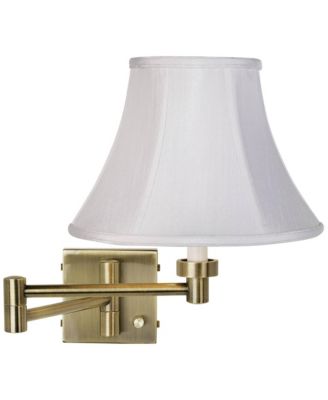 Modern Swing Arm Wall Lamp Plug-In Light Fixture Fabric Bell Shade for Bedroom Bedside Reading