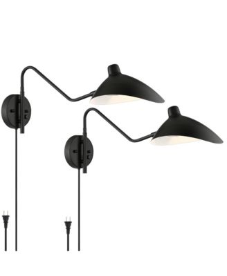 Colborne Modern Swing Arm Wall Lamps Set of 2 Plug-in Light Fixture Up Down Metal Shade for Bedroom Bedside Living Room Reading