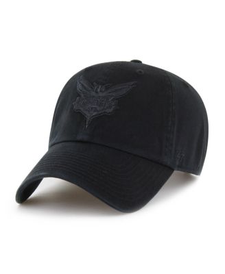 Men's Charlotte Hornets Black on Black Clean Up Adjustable Hat