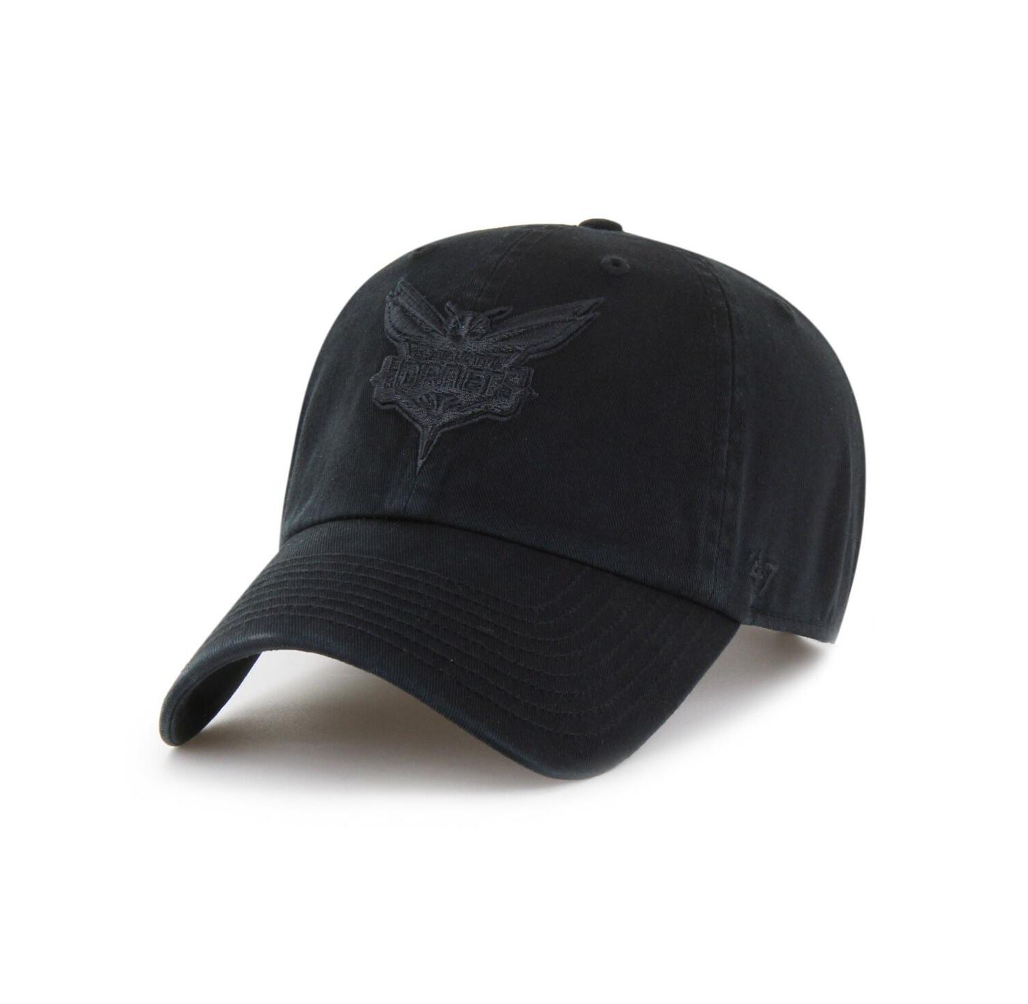 Men's Charlotte Hornets Black on Black Clean Up Adjustable Hat