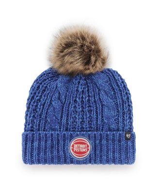 Women's Royal Detroit Pistons Meeko Cuffed Knit Hat with Pom