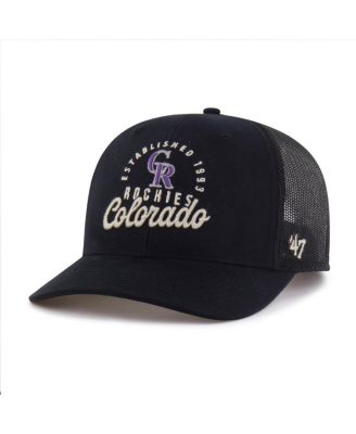 Men's Black Colorado Rockies Pitstop Trucker Adjustable Hat