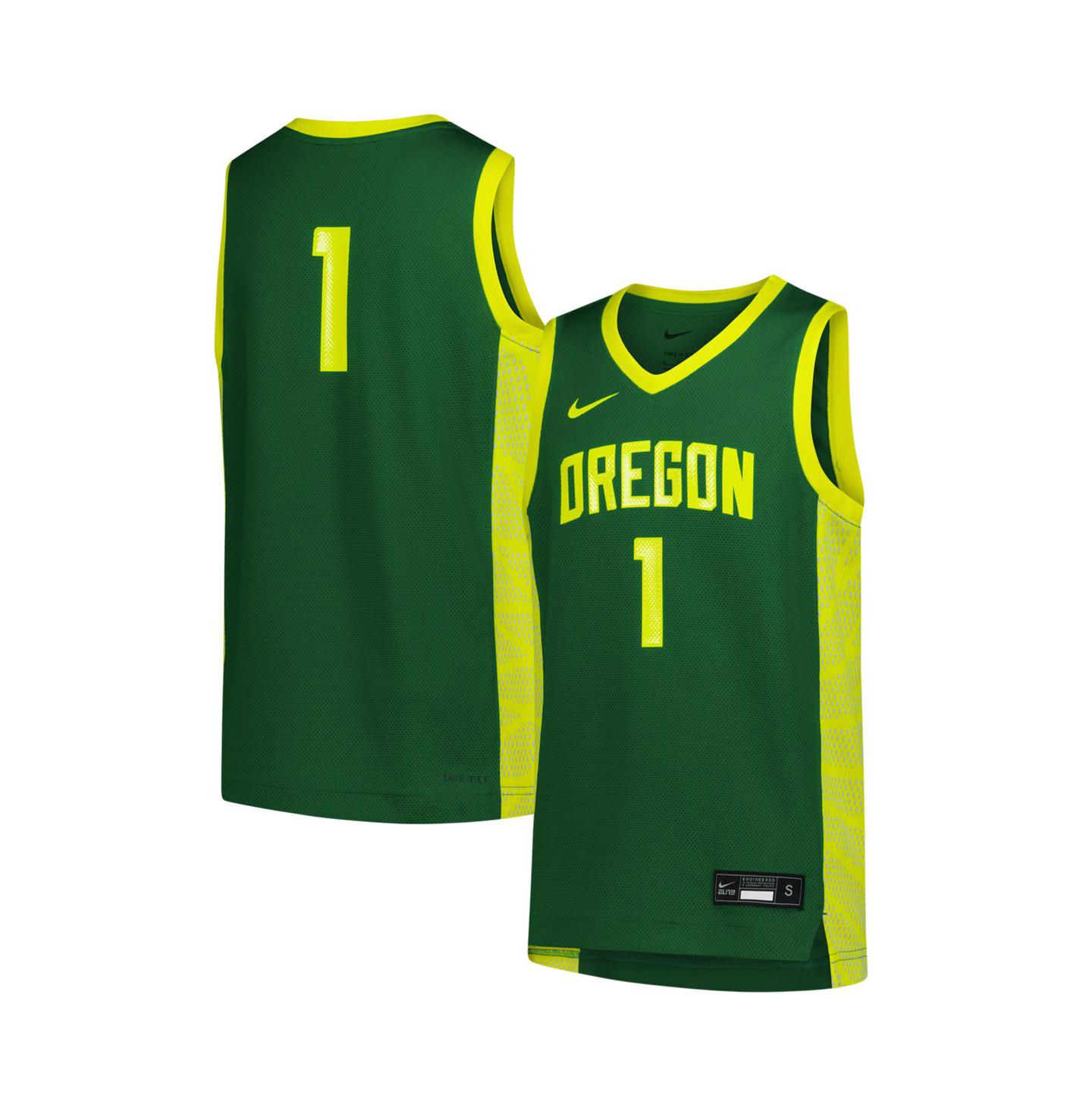 Детский топ Nike 1 Green Oregon Ducks Replica Basketball Jersey — фото 1