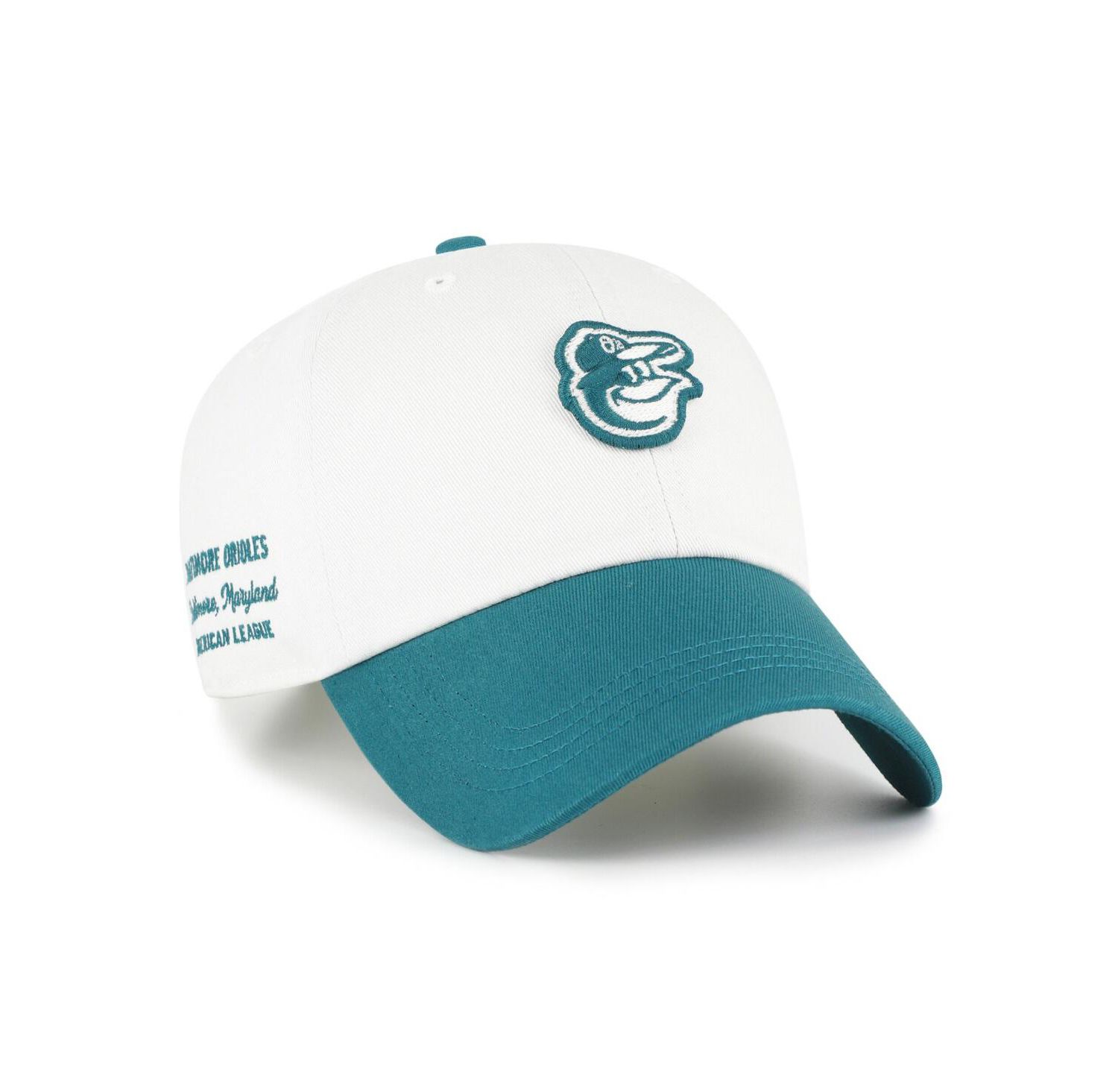 Men's White/Teal Baltimore Orioles Contemporary Tonal Clean Up Adjustable Hat