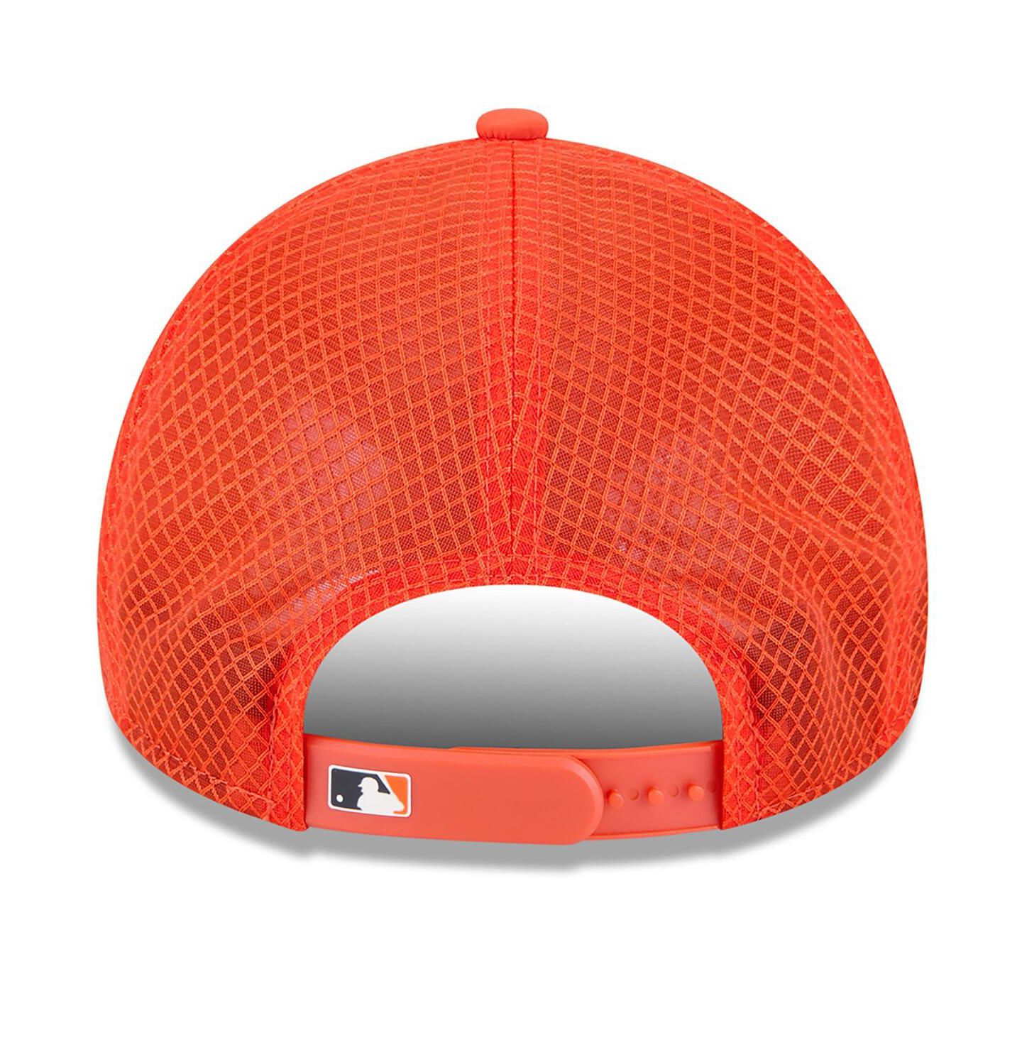 Мужская кепка New Era Orange Houston Astros 2026 Batting Practice Apex 9FORTY Adjustable Trucker Hat — фото 4
