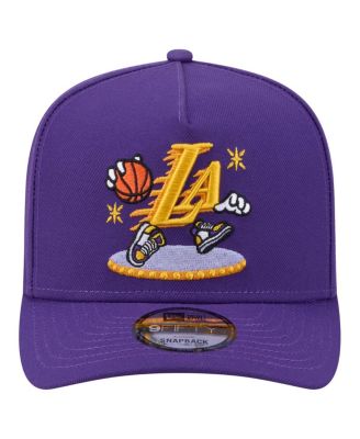 Men's Purple Los Angeles Lakers Injection Cartoon Logo A-Frame 9FIFTY Adjustable Hat