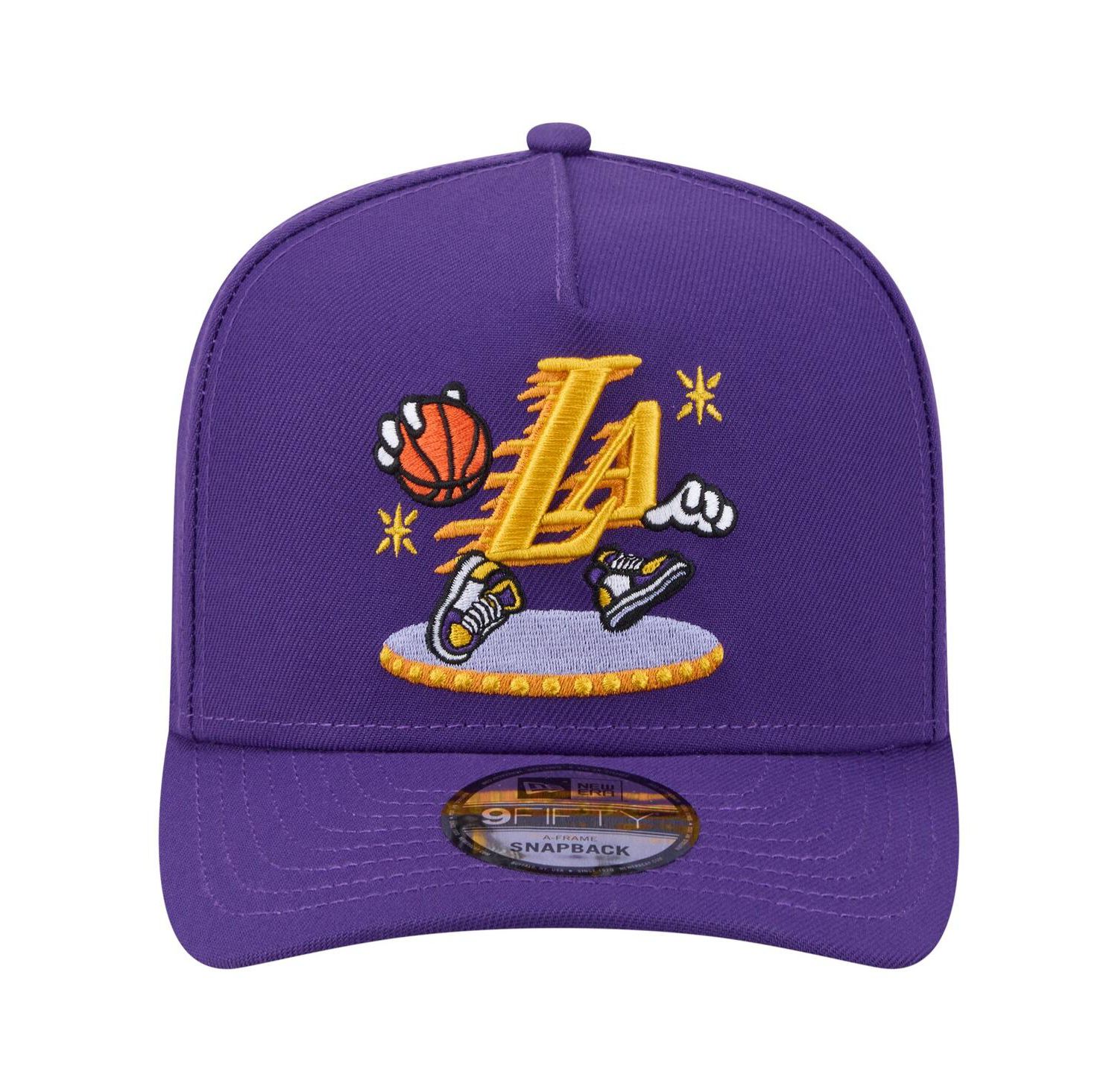 Men's Purple Los Angeles Lakers Injection Cartoon Logo A-Frame 9FIFTY Adjustable Hat
