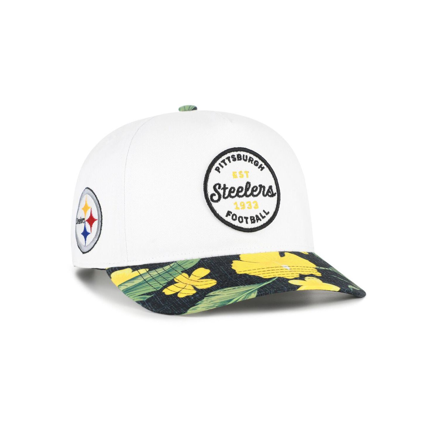 Men's White/Black Pittsburgh Steelers Beach Side Hitch Adjustable Hat