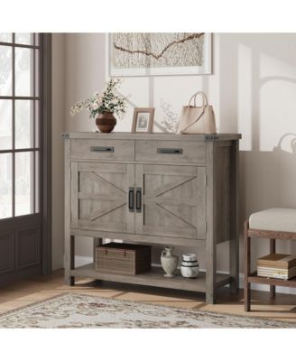 Modern Farmhouse Coffee Bar Cabinet with Drawers and Shelf