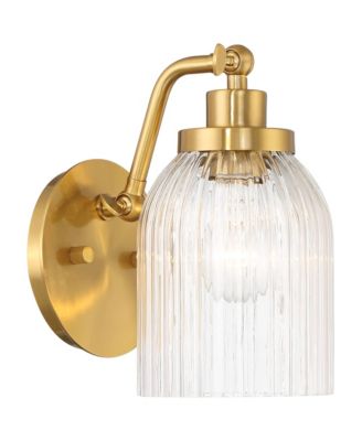Leyna Modern Wall Light Sconce Antique Brass Hardwire 5 1/4" Fixture Clear Striped Glass for Bedroom Bathroom Home