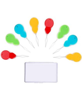 30pcs Gourd Shaped Plastic Threaders Wire Loop Sewing Tool Crafting Clear Box