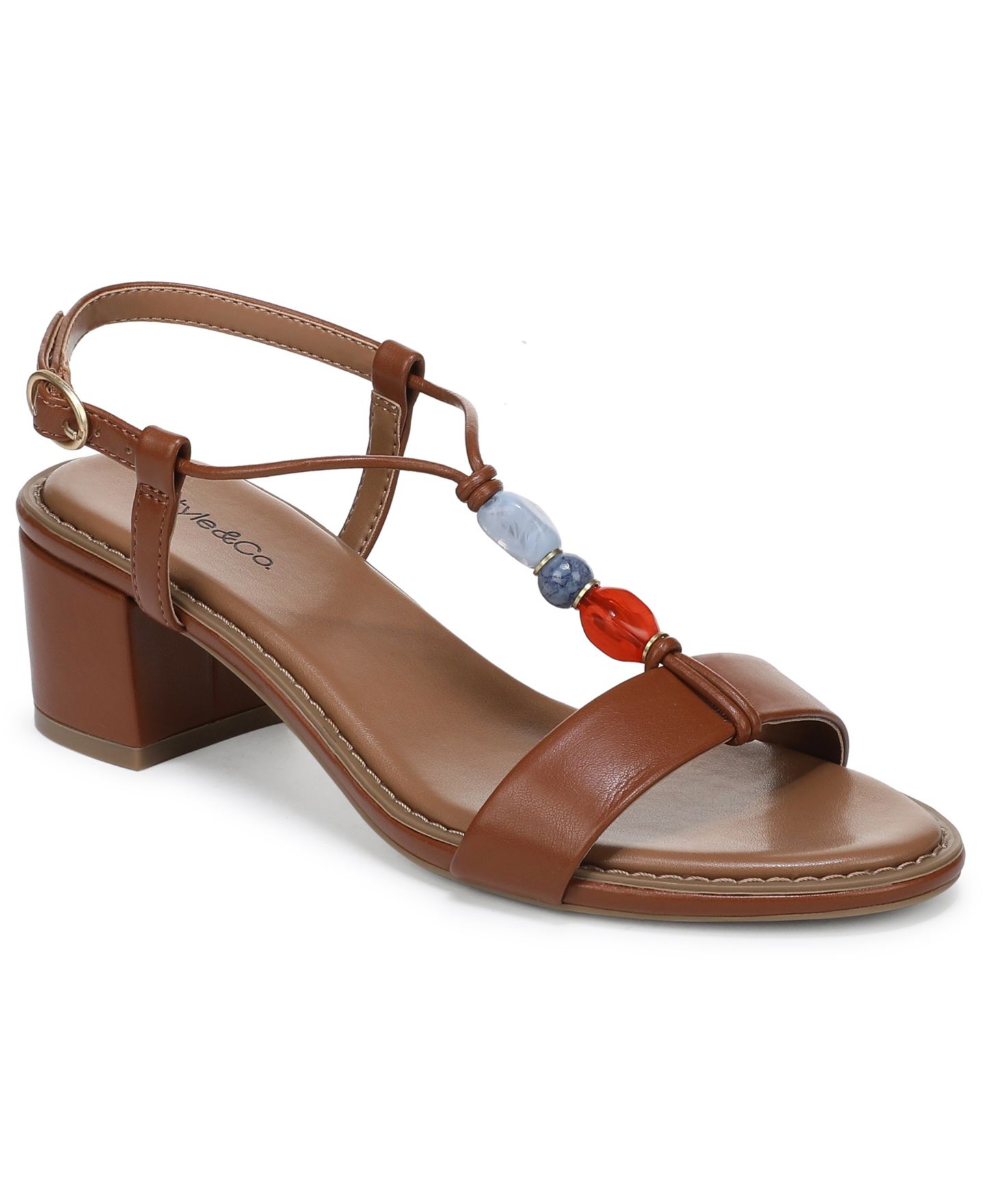 Женские сандалии Style & Co Blancaa Block Heel Stone Dress Sandals, цвет: Коричневый — фото 1