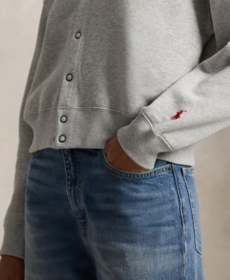 Women's Crewneck Logo Fleece Cardigan Sweater